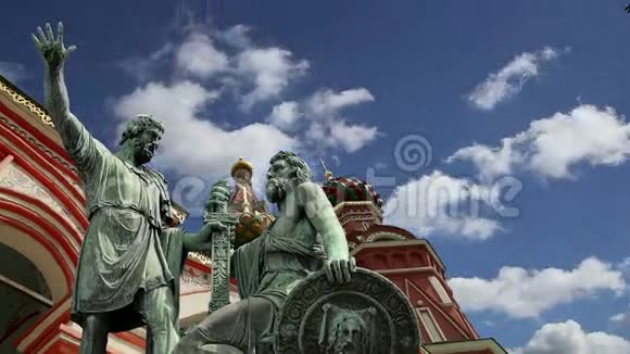 1818年俄罗斯莫斯科红场米宁和波贾尔斯基纪念碑落成视频的预览图