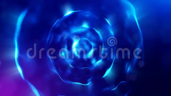 4K抽象背景的发光蓝色粒子与闪亮的波克火花暗成分振荡发光视频的预览图
