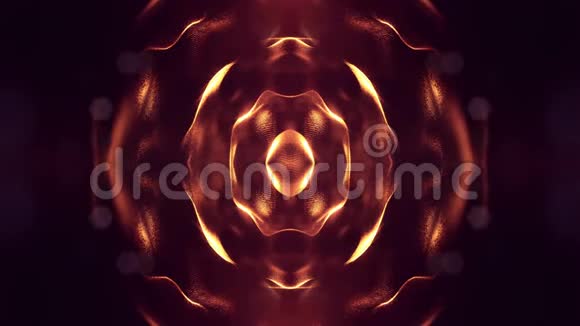 具有深度的发光粒子的4k抽象环形背景科幻小说背景金色红色视频的预览图