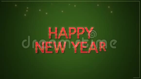 绿色背景下的动画特写新年快乐视频的预览图