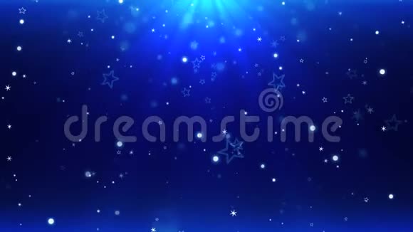 抽象的蓝色波克和雪花飘落新年快乐圣诞快乐背景闪亮视频的预览图