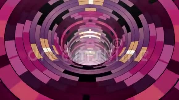 彩色虫洞漏斗隧道飞行无缝环动画背景新品质复古风格酷漂亮视频的预览图