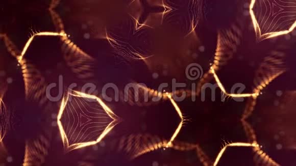 像圣诞灯一样的发光粒子悬挂在空气中飞行并形成抽象的形状和表面抽象抽象视频的预览图