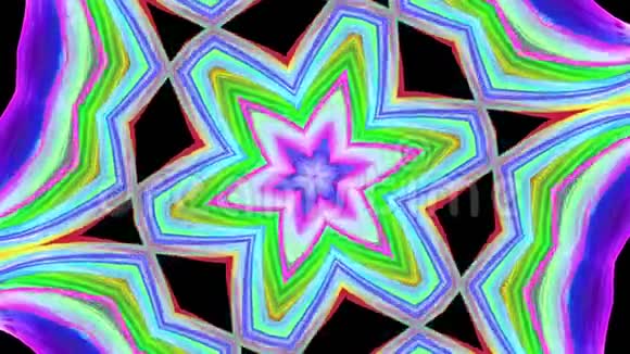 五颜六色的彩虹条纹在一个圆形的队形中扭曲在一个圆圈中移动无缝创意背景循环三维平滑视频的预览图