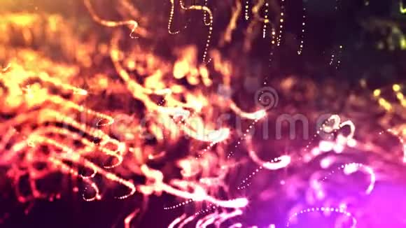 发光粒子的三维渲染为科幻多色背景或现代抽象梯度背景视频的预览图