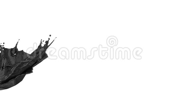 黑色油漆飞溅在空气中拍摄的慢运动与阿尔法通道使用阿尔法面具卢玛哑光彩色液体飞舞视频的预览图