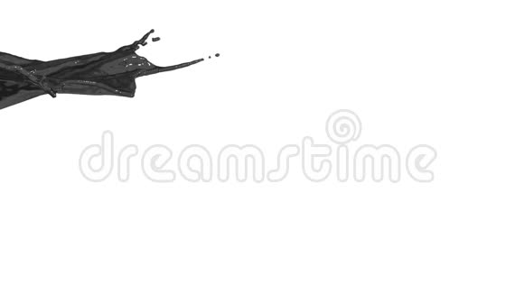 黑色油漆飞溅在空气中拍摄的慢运动与阿尔法通道使用阿尔法面具卢玛哑光彩色液体飞舞视频的预览图