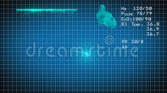 心电图监视器蓝色心电监护仪显示健康心跳无缝环路视频的预览图
