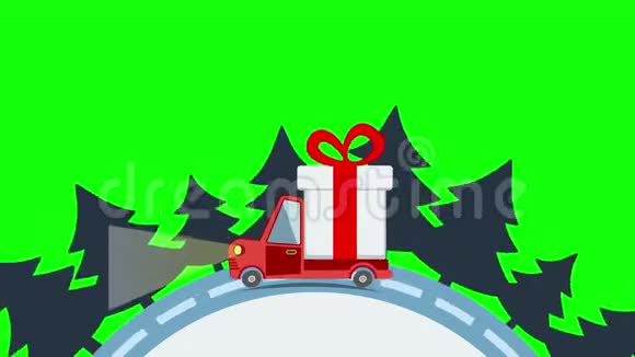 圣诞前夜提供带礼品盒包装的平板运输卡车视频的预览图