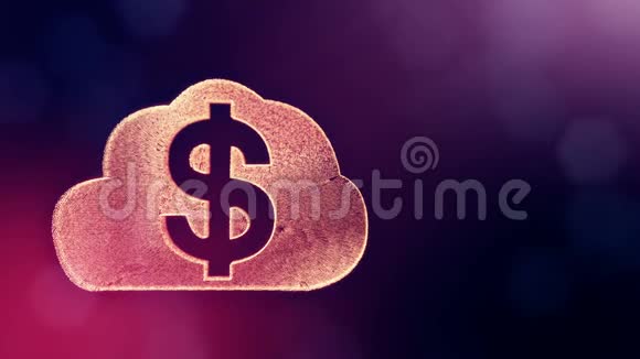 云徽中的美元标志发光粒子的金融背景具有景深的3D环动画bokeh视频的预览图