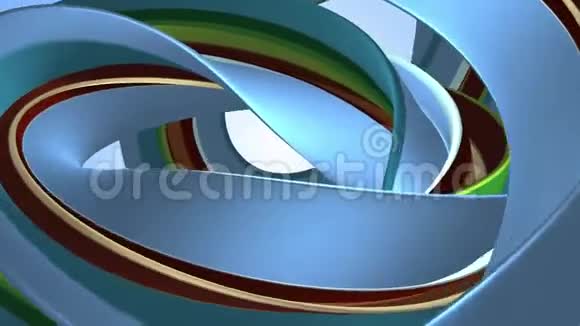 软色3D曲线彩虹橡皮筋棉花糖绳糖果无缝环抽象形状动画背景新视频的预览图