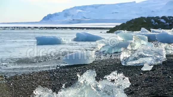 冰岛Jokulsarlon冰川全球变暖视频的预览图