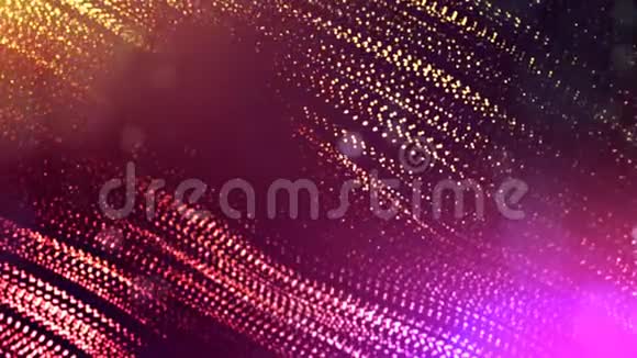 辉光粒子的三维渲染循环动画形成振荡线作为假日背景或抽象的摆动花环视频的预览图