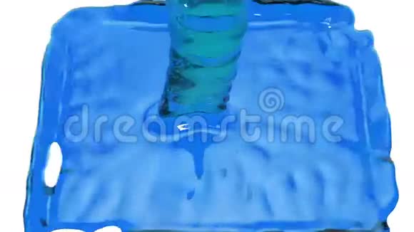 动画透明蓝漆浇筑及补光画面透明背景阿尔法通道视频的预览图