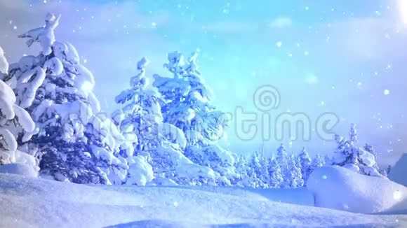 冬季仙境蓝雪的圣诞节背景视频的预览图
