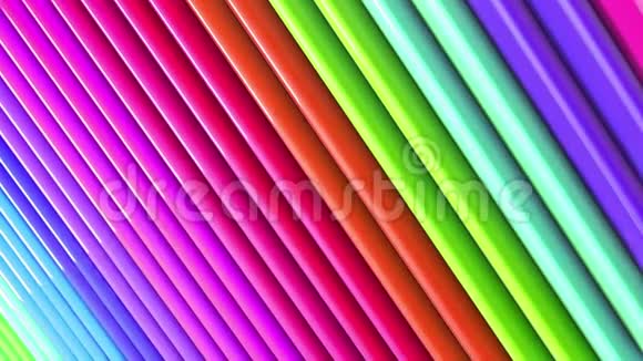 彩虹五彩条纹周期性移动抽象3d无缝亮背景在4k卡通中简单的几何图形视频的预览图