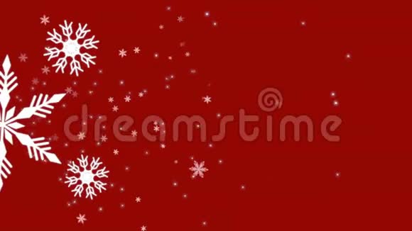 白色雪花星星和抽象的波克粒子落下新年快乐圣诞快乐背景闪亮视频的预览图