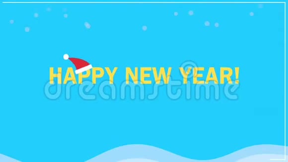 雪地背景下的动画特写新年快乐视频的预览图