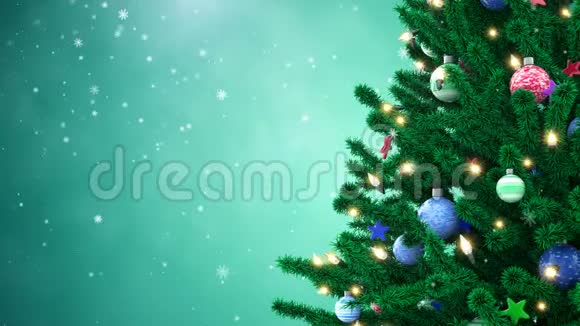 雪花飘落的装饰动画圣诞树视频的预览图