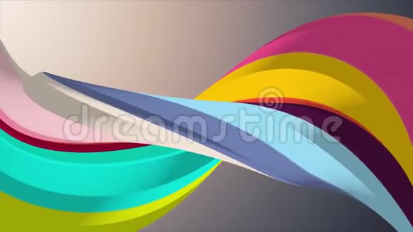 软色3D曲线彩虹棉花糖绳糖果无缝环抽象形状动画背景新品质视频的预览图