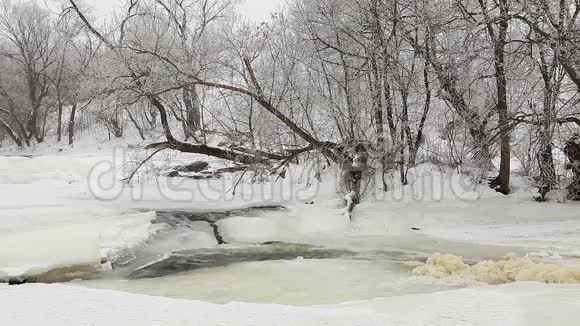 乌克兰顿涅茨克地区克林卡河冬季风景视频的预览图