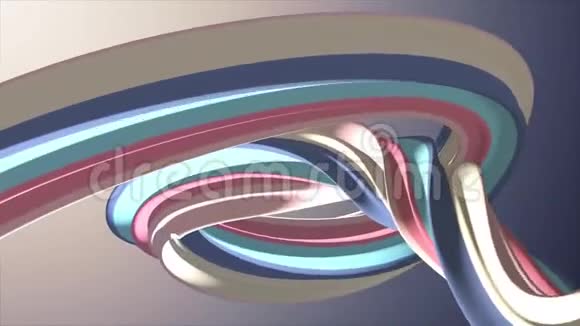 软色3D曲线棉花糖绳糖果无缝环抽象形状动画背景新质量通用视频的预览图