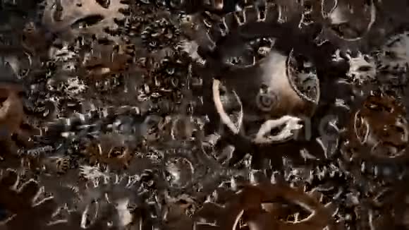 抽象老式棕色旋转齿轮视频的预览图