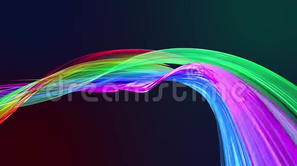 五颜六色的条纹在彩虹中形成圆形扭曲在一个圆圈中移动无缝创意背景循环3d视频的预览图