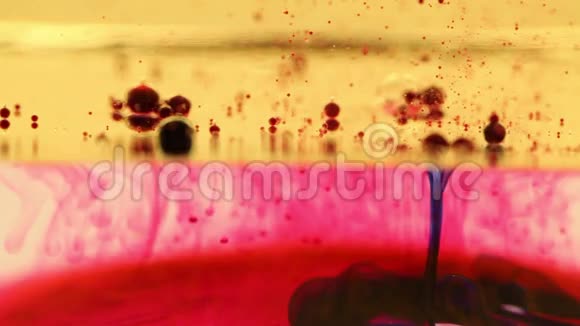 油水和墨水混合起来使其成为一种美丽的抽象运动视频的预览图