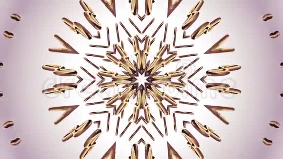观赏黄金金属链万花筒无缝环图案动画抽象背景新品质民族部落视频的预览图