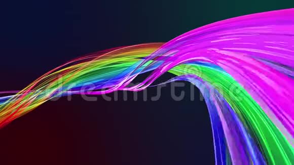 五颜六色的条纹在彩虹中形成圆形扭曲在一个圆圈中移动无缝创意背景循环3d视频的预览图
