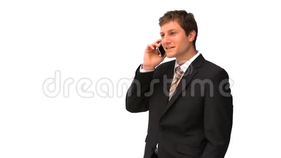 帅哥商人在打电话视频的预览图