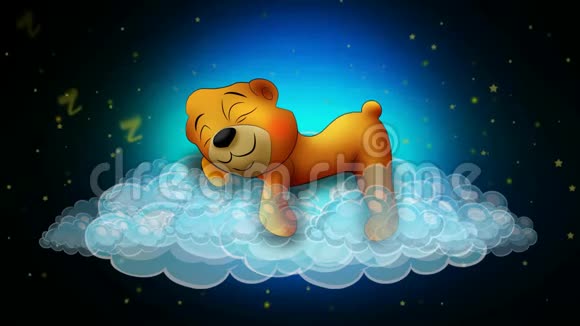 可爱的熊睡在云上最好的循环视频背景摇篮曲让婴儿睡觉和平静放松视频的预览图