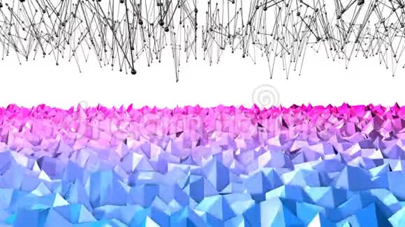 循环中的4k低聚背景动画现代几何低聚风格渐变彩色无缝三维动画视频的预览图