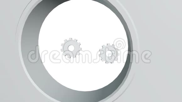 三个白色齿轮旋转白色背景阿尔法通道视频的预览图