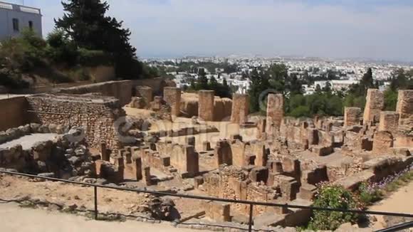 突尼斯古代迦太基的废墟视频的预览图