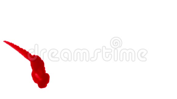红墨水在白色背景上溶解在水中用Luma哑光计算机仿真的三维渲染视频的预览图