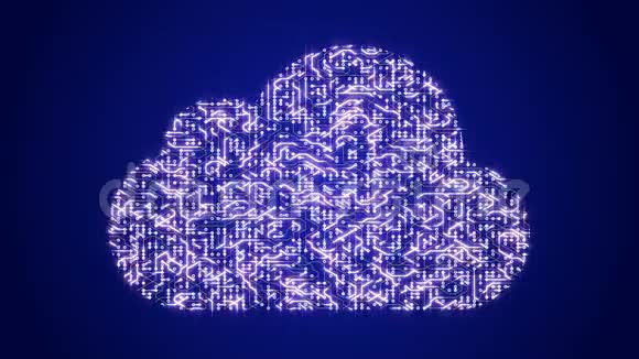 一个具有移动电子形状的计算机云的未来主义电路板视频的预览图