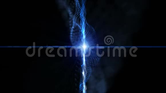 粒子波物体和慢运动闪烁光的未来动画4096x2304环4K视频的预览图