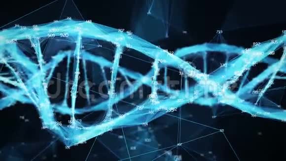 运动背景数字多边形丛神经DNA分子随机数环视频的预览图