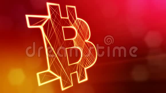 比特币标志的标志金融背景由辉光粒子作为图像全息图3D立体动画视频的预览图