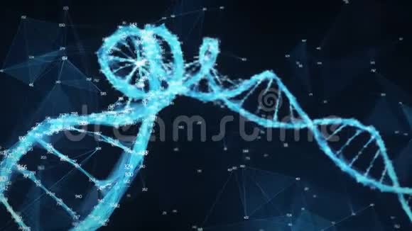 运动背景数字多边形丛神经DNA分子随机数环视频的预览图