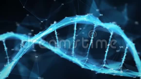 运动背景数字多边形丛DNA分子随机数环视频的预览图