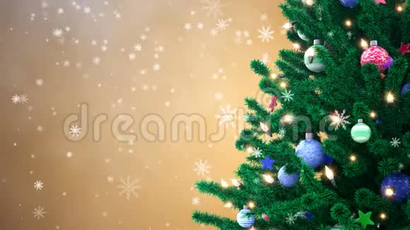 圣诞树和飘落的雪花视频的预览图