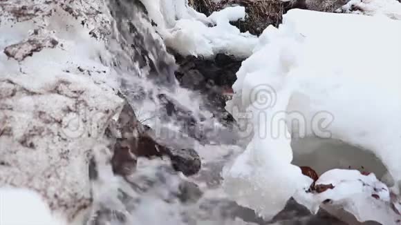 小溪在春天融雪视频的预览图