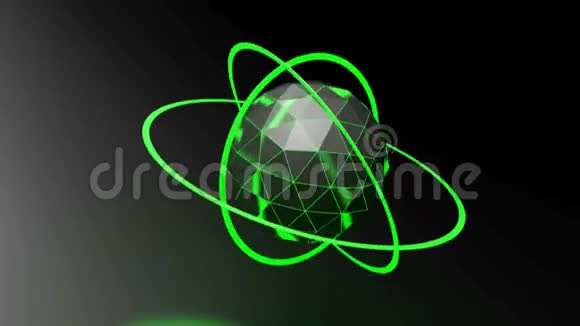 黑色背景带绿色环面球体三维渲染视频剪辑视频的预览图