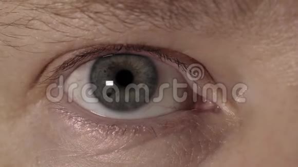 人眼特写镜头白种人男性的绿色眼睛眨眼视频的预览图