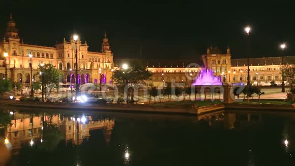 西班牙广场塞维利亚之夜视频的预览图