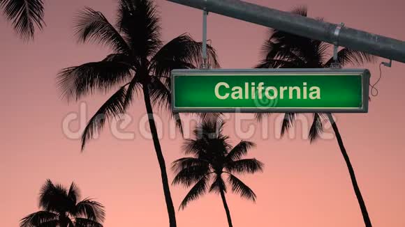 带有棕榈树的加州标志视频的预览图