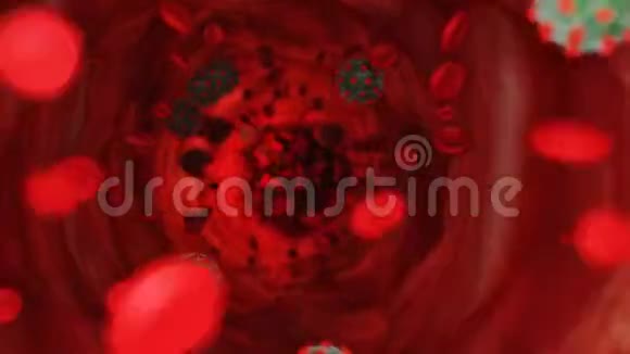 病毒病毒细胞在显微镜下漂浮在血液中病原体爆发细菌和病毒疾病引起微生物视频的预览图